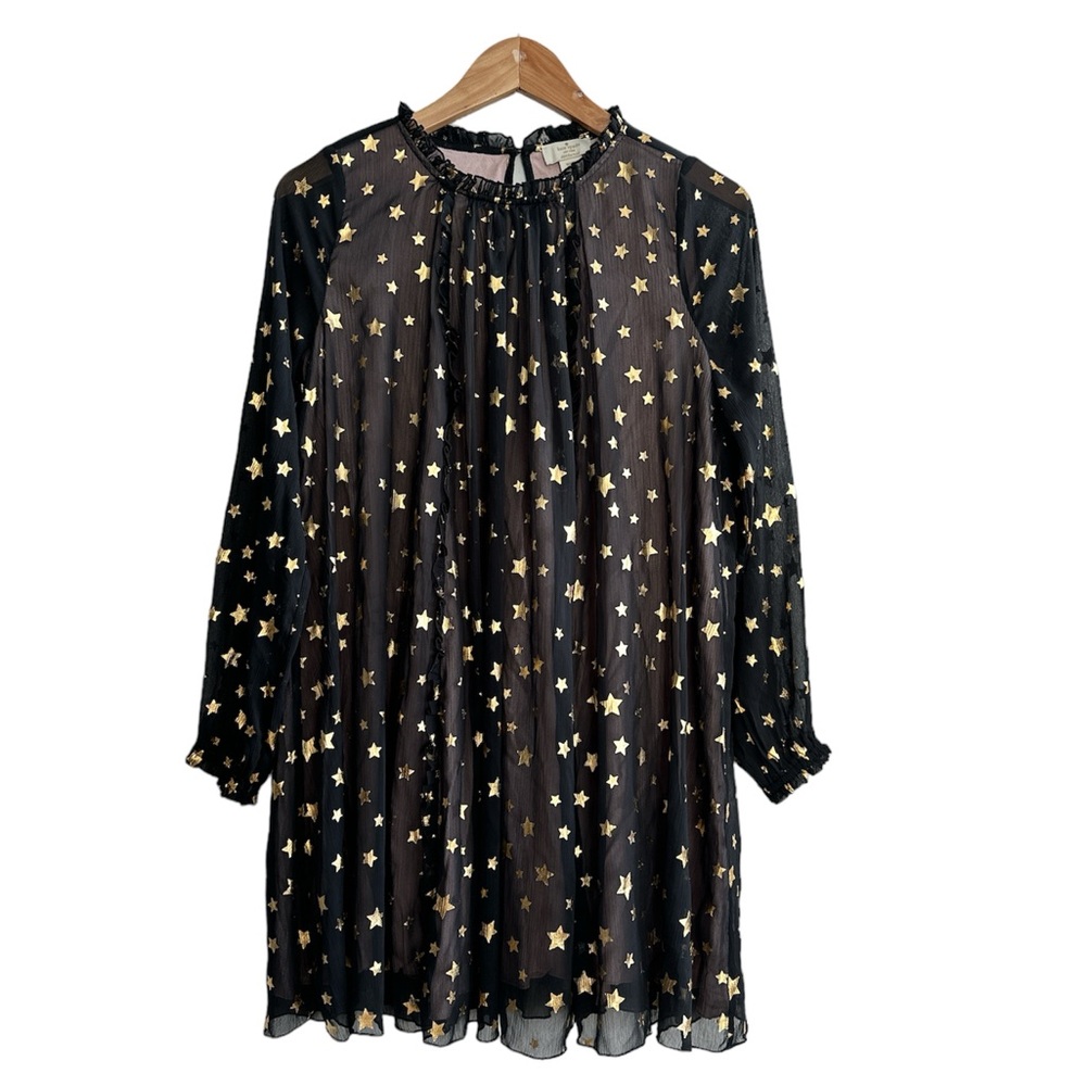 kate spade Black Sheer Dress with Gold Star Print